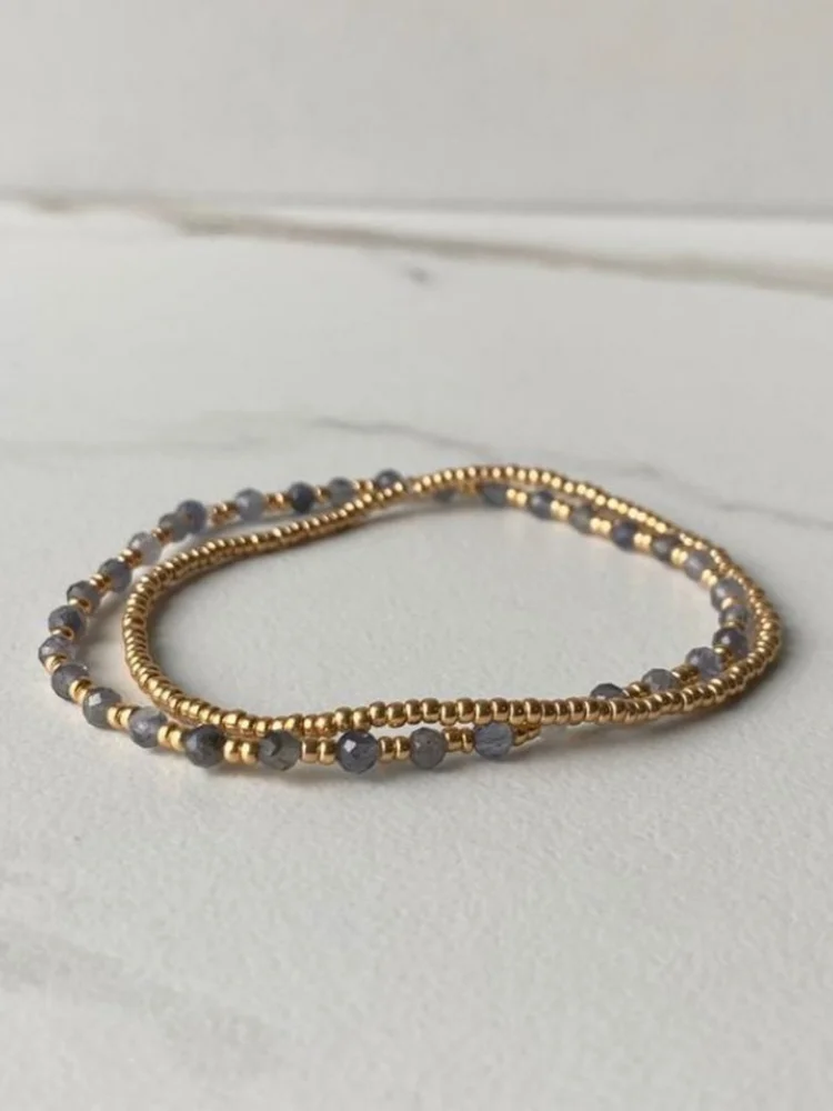 CCGOOD Stapelbare Armbänder für 2 mm Mini-Glasperlen-Armband, Vintage-elastischer Naturstein, Miyuki Pulseras-Schmuck