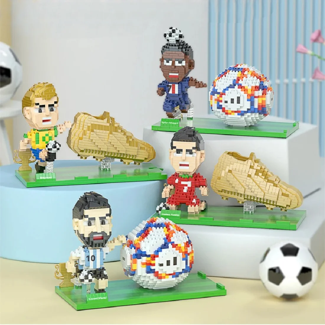 

3D Model World Football Star Building Blocks Can Be Used As Pen Container Phone Racks Micro Brick Toys For Children Xmas Gifts
