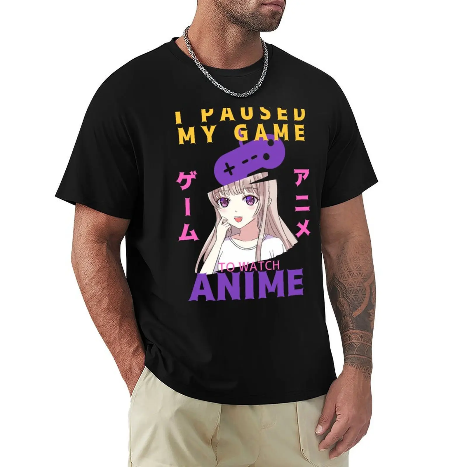 

I Paused My Game To Watch Anime T-shirt sweat Aesthetic clothing graphics sports fans men clothes