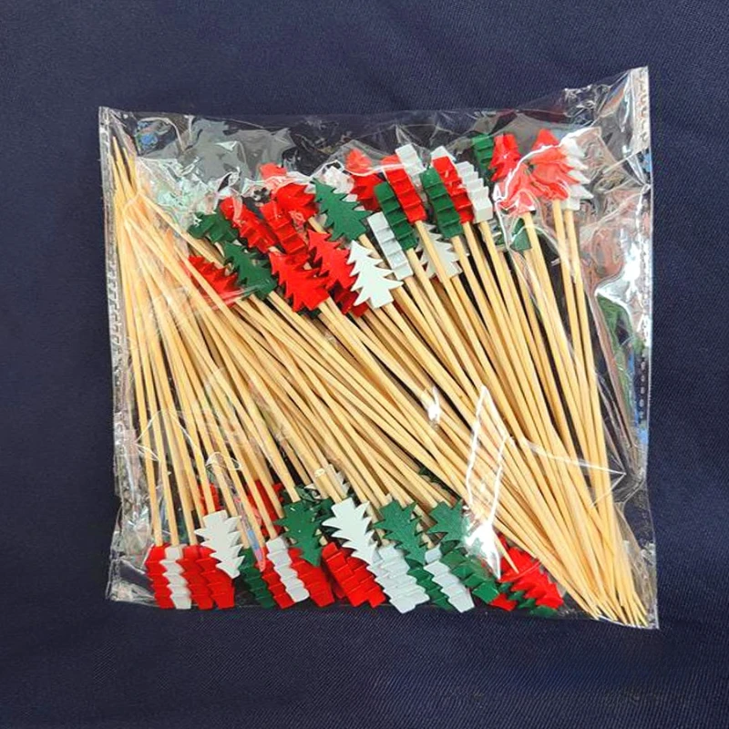 thumbnail image 1 of 50 piezas/juego de palitos de fruta de Navidad, palitos de bambú desechables, palitos de copo de nieve, árbol de Navidad, alce, Papá Noel, muñeco de nieve, adornos navideños, 1 of 5