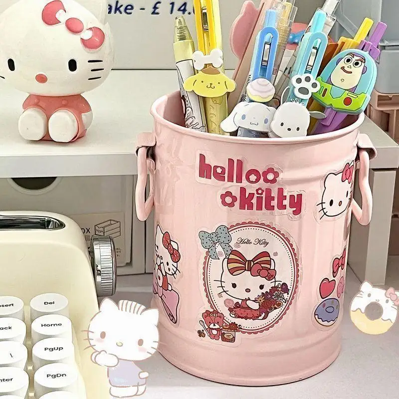 Kawaii Sanrio Pen Holder Large Capacity Cosmetics Organizer Desktop Storage Bucket Ballpoint Pen Storage Bucket School Supplies