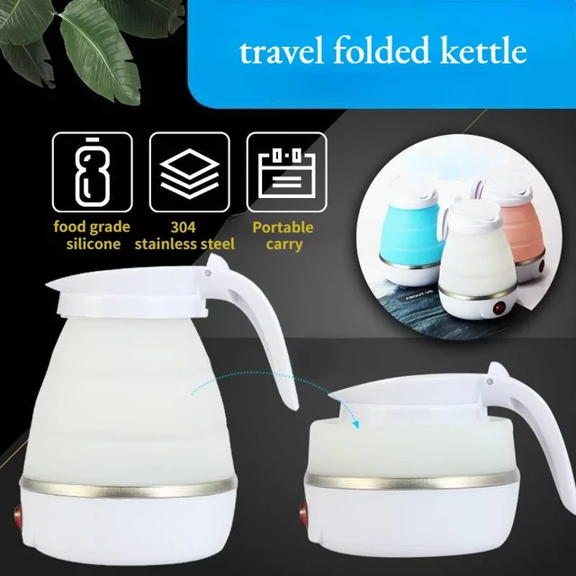 0.6L Small Electric Kettles Stainless Steel, Travel Mini Hot Water Boiler Heater, Double Wall Cool Touch Portable Teapot, Auto Shut-Off & Boil-Dry