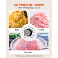 SucceBuy Machine à glace pilée 40-80 kg/24h avec lame en acier, machine à neige électrique, pré-refroidissement rapide en 90 secondes 3