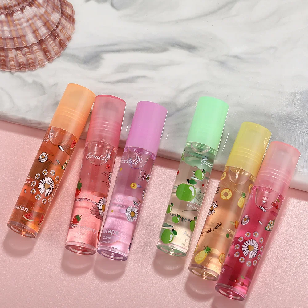 Lip Hydrating 6 Colors Roll-on Fruit Essence Lip Balm Lip Oil Moisturizing Mirror Lip Gloss Transparent Lipstick Primer Makeup 3