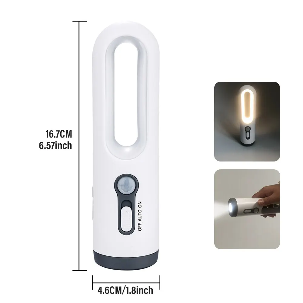 LifeImpree Luce Notturna Ricaricabile Con Sensore Di Movimento 2 In 1 - Torcia LED Portatile, 2800K Calda, Per Camera Letto - 2