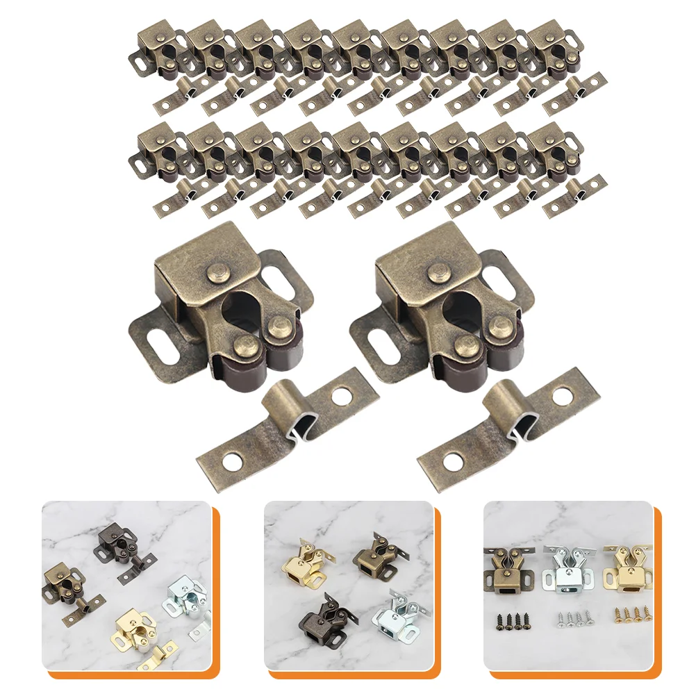 20 Pcs Double Roller Lock Latch Cupboard Latches Cabinet and Catches Door Cold Rolled Steel Closet Rv Drawer