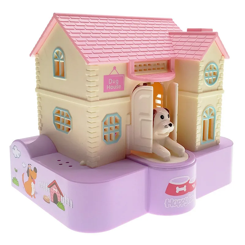 Cute House Coin Bank Creative Novelty Cartoon Puppy Steals Money Dinosaur Eats Money With Music Kids Financial Bank Toys