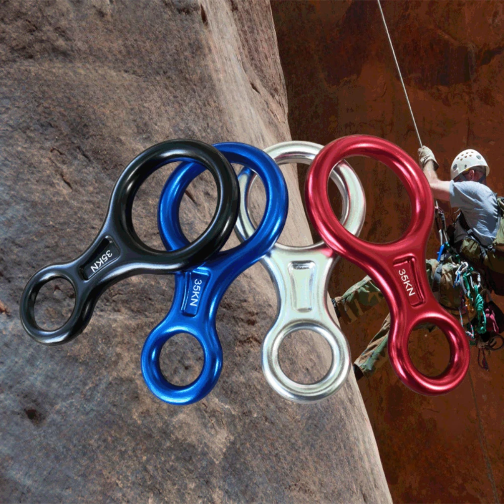 35 kN Kletterfigur 8 Abseilgerät, großer gebogener Ohr-Rigging, Klettern, Luftseil, Rigging, Aluminiumlegierung, Outdoor-Kletterabseilger – Detail 4