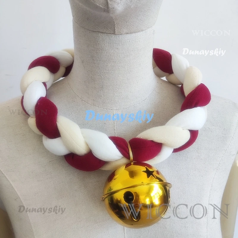Fursuit Braided Choker Necklace Rope Necklace Bell Collar 65cm for Furry Cosplay