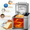 Pro Stainless Steel Bread Machine, 2LB 17-in-1 Programmable XL Bread Maker with Fruit Nut Dispenser, Nonstick Ceramic Pan& D 5