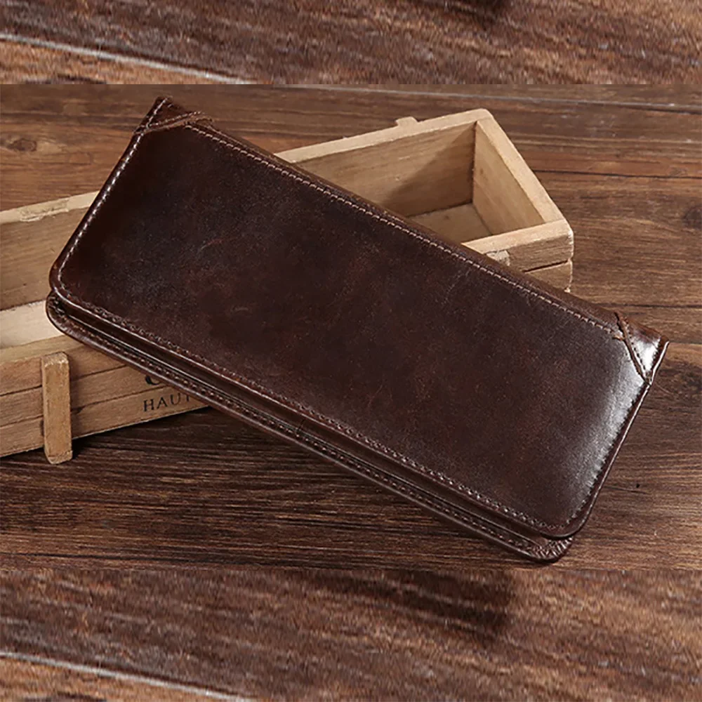 Genuine Leather Men Bifold Wallet with ID Credit Card Cash Pockets