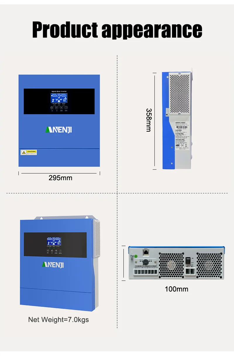6.2KW 4KW 2KW MPPT Hybrid Solar Inverter Pure Sine Off Grid Tie 230VAC  PV 500V
