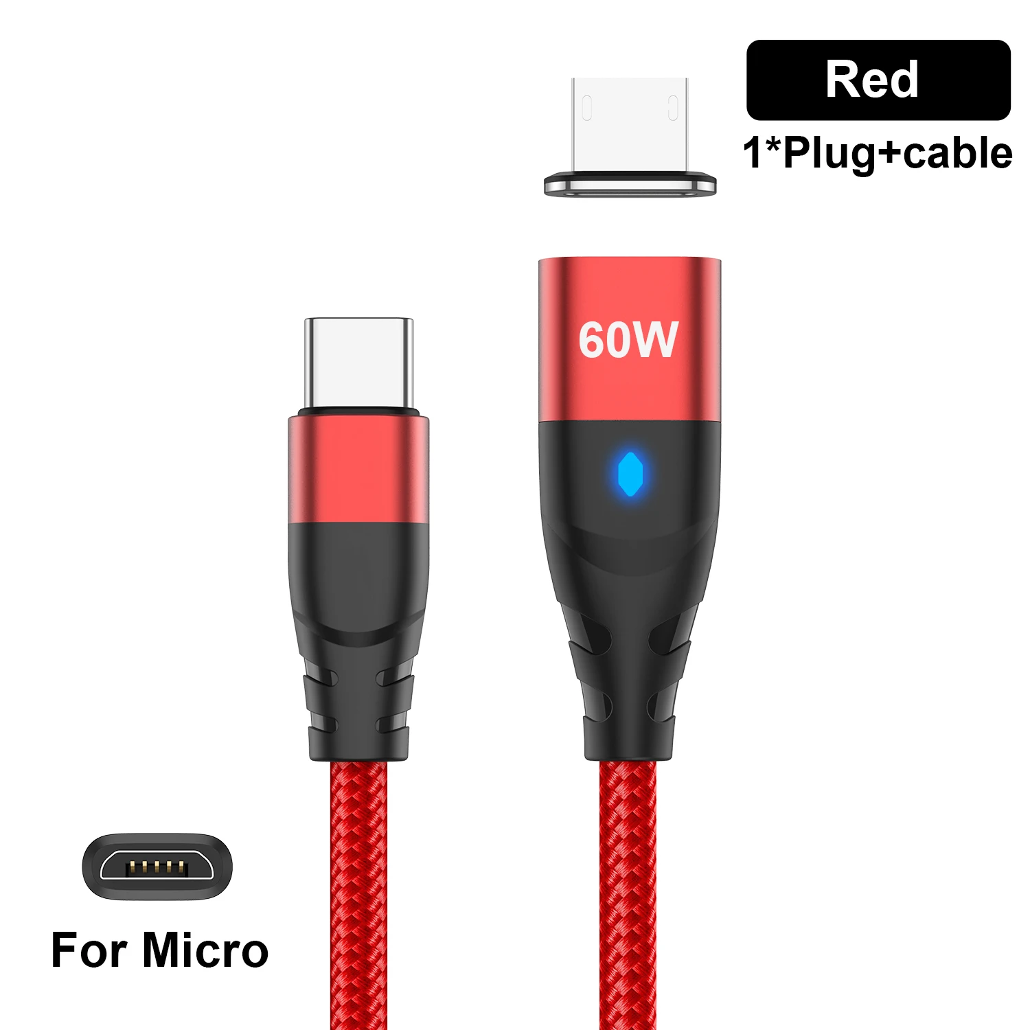 ตัวเลือกสินค้า สายชาร์จแม่เหล็ก USB-C ถึง Type-C และ Micro สำหรับ iPhone Samsung