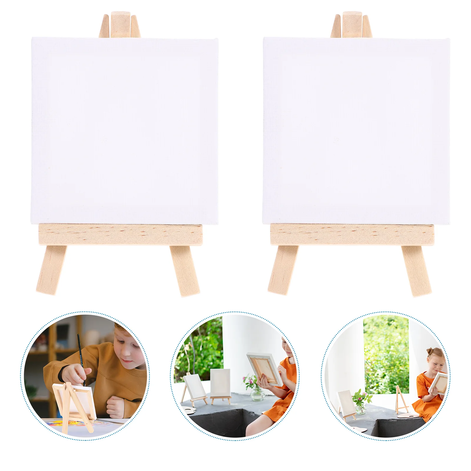 

6/12 Sets of Mini Stretched Artist Canvas Art Board White Blank Art Boards Wooden Oil Paint Artwork painting Board(White)
