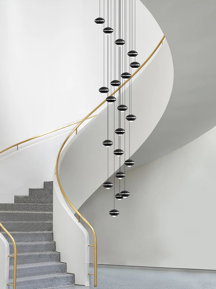 

Modern Chandelier 2022 Loft Pendant Lamp Black Ball Long Hanging Lamps Lighting for Living Room Chandelier Staircase