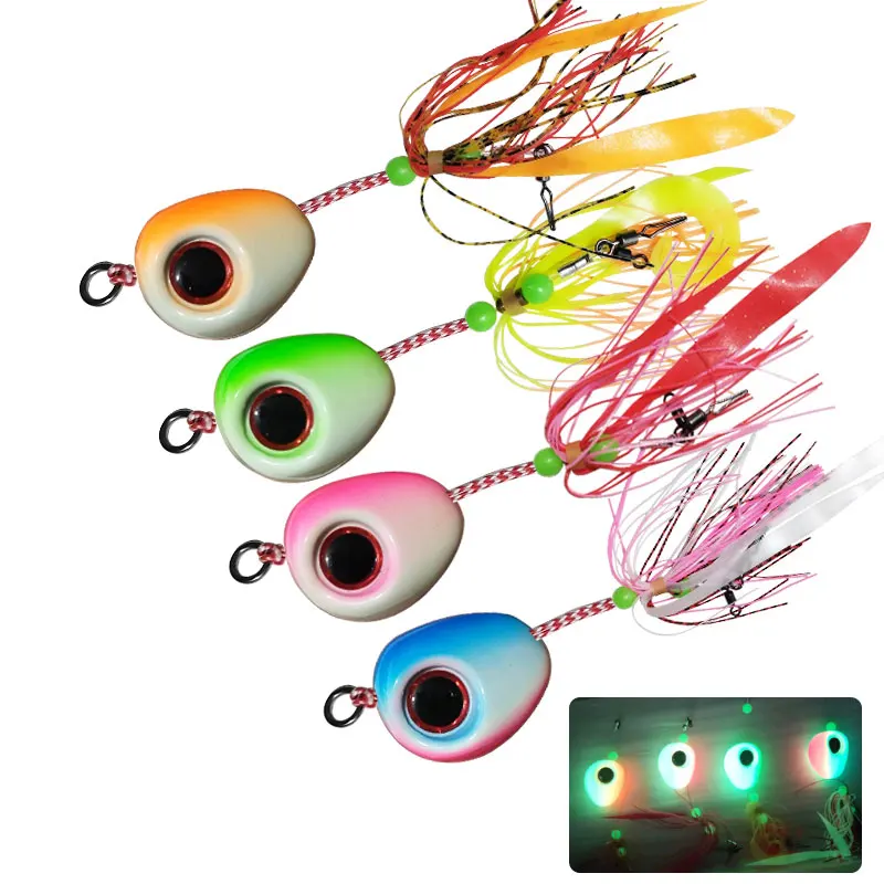 Metal Head with Skirt Jigging Fishing Lure Glow Kabura Pesca Slider Snapper Sea Bream Jig Hard Bait 1PC