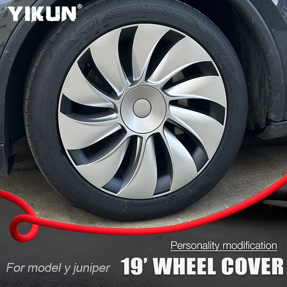 Tesla Model y 2018-2023 19インチホイールハブキャップ対称型装飾ハブカバー保護車の外装修正パーツと互換性 Tesla Model Y 2018-2023 19インチホイール タイヤ ハブキャップ
