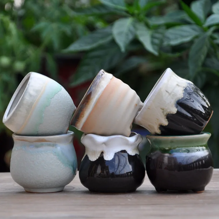 

Mini Flower Pot Small Ceramic Succulent Pots Smooth Surface Space-saving Flower Pots for Landscaping or Gardening Decoration