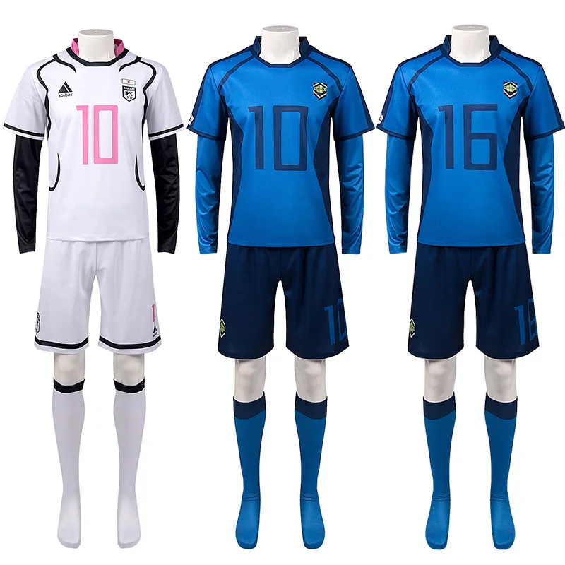 

Blue Lock Anime Cosplay Costume Wig Sae Shidou Aiku U20 Football Soccer White Team Uniform Rose Net Sythetic Daily Sport