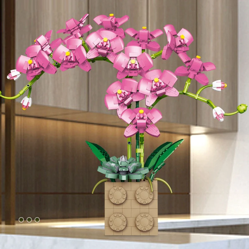 

Building Block Flower Orchid Series Bonsai Girl Build Toy Flowers Adult Flower Arrangement Assembly Toys for Gifts