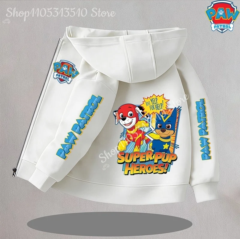 Paw Patrol Kids 얇은 후드 코트 Anime Chase 지퍼 스웨터 아웃웨어 패션 봄 가을 후드 스포츠웨어 아동복