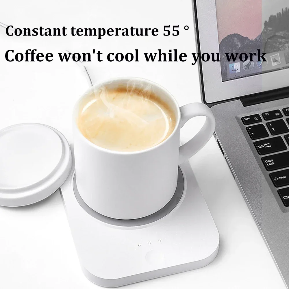 USB Wireless Charging Cup Warmer Pad Coffee Milk Tea Water Mug Heater 3 Gear Temperature Heating Coaster for Home Office Cup Mat 3