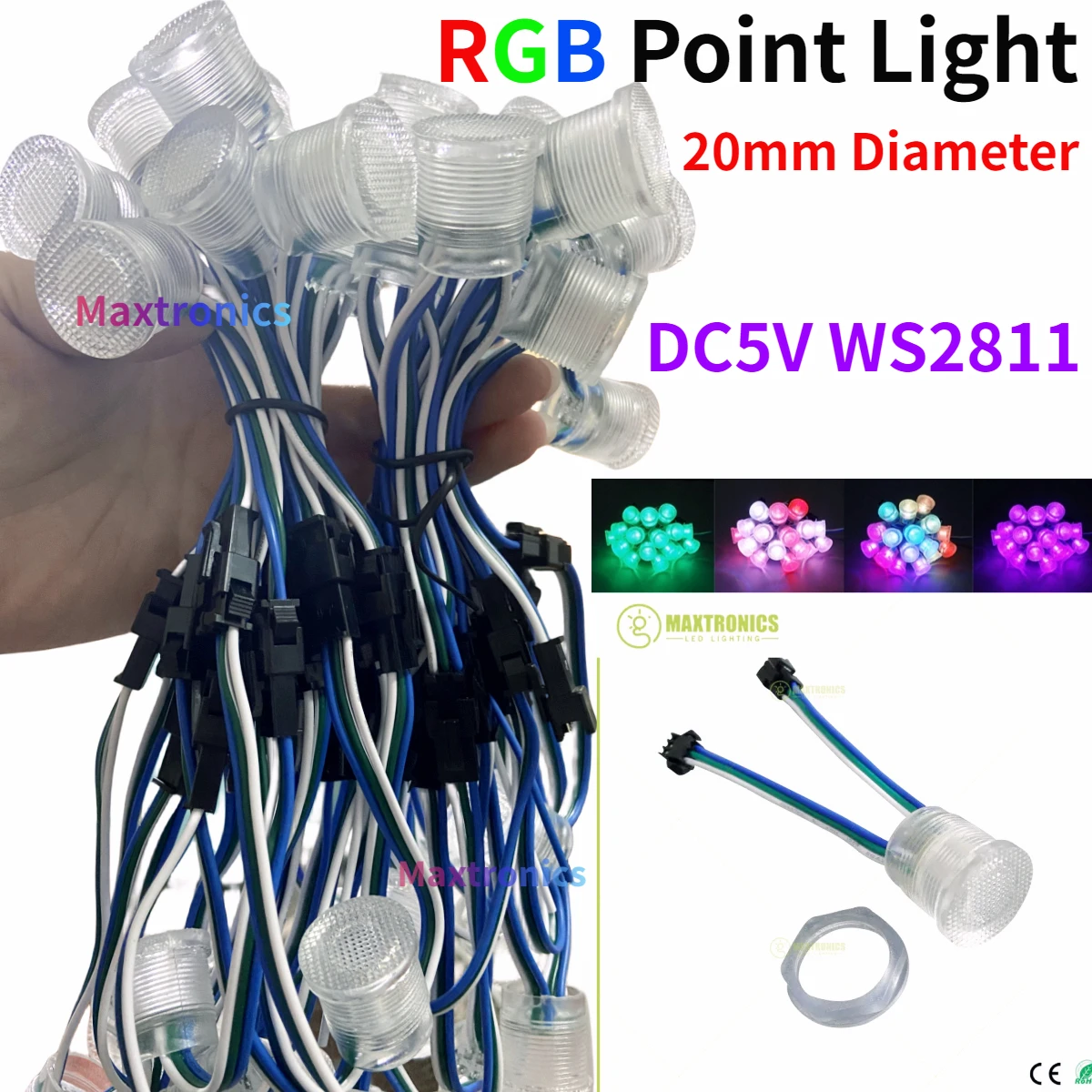LED Modules 20PCS/lot DC5V WS2811 LED Pixel 20mm SMD5050 RGB 1 LEDs WS2811 IC Waterproof Point Light Diameter String Module New led light,led modules,led module