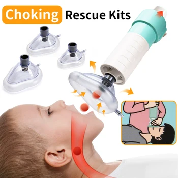 Dispositivo di salvataggio antisoffocamento di primo soccorso automatico per adulti bambini con 3 maschere di diverse dimensioni Kit di emergenza per assistenza alle vie aeree domestiche