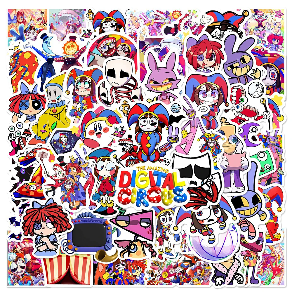 

10/30/50pcs The Amazing Digital Circus Waterproof Stickers for Laptop Phone Case Luggage Cool Game Cartoon Kids DIY Sticker Toys