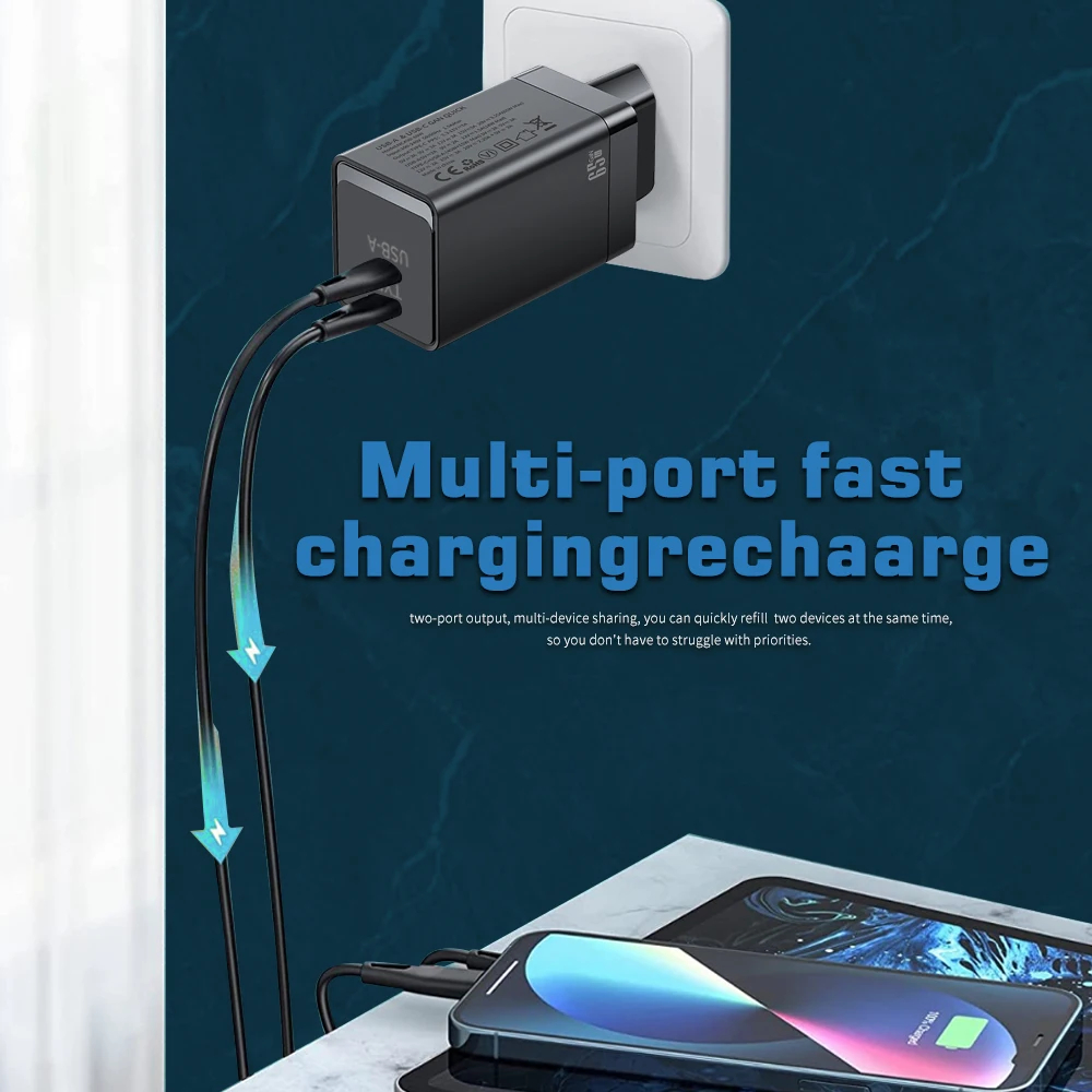 65W GaN USB C 고속 충전기 PD PPS QC3.0 65W 30W 아이폰 17 16 15 Pro 맥북 노트북 아이패드 삼성 갤럭시용 전원 어댑터