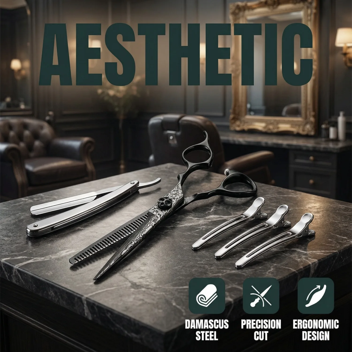 FnLune 6.0'' 전문가용 이발 가위 스테인리스 헤어 커팅 가위 미용실용