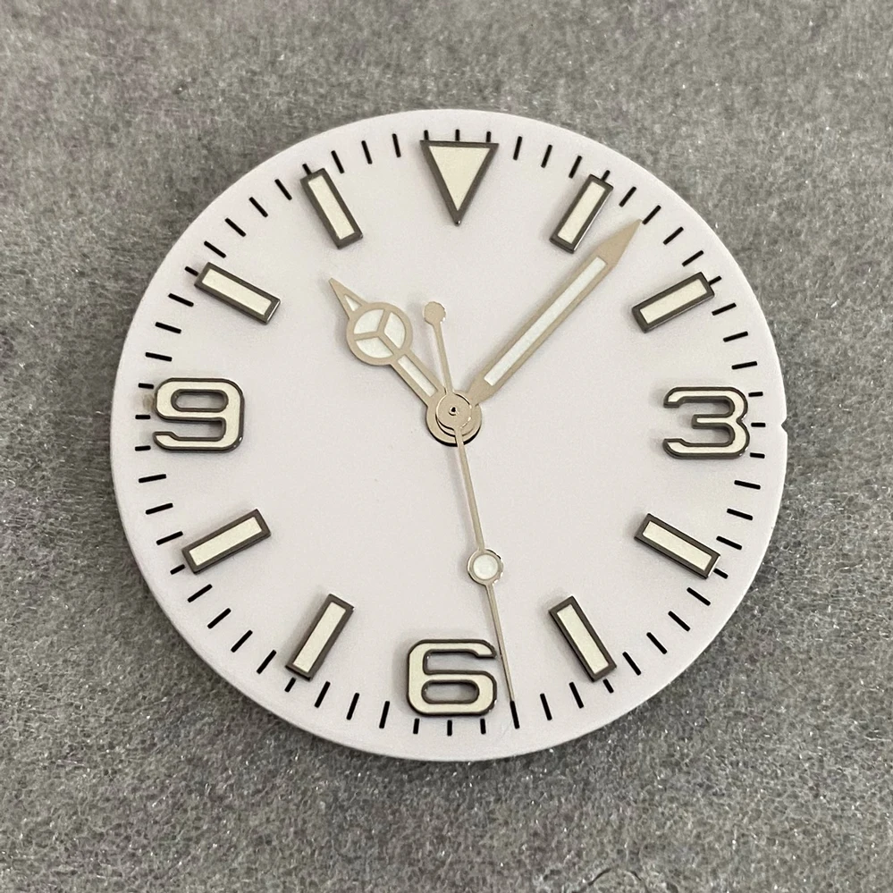 Watch Dial Accessories Watch Face Accessories 28.5mm Watch Dial + Watches Hands Green Luminous Modified 369 Nail Watch Face Accessories Fit NH35/NH36/4R/7S Movement