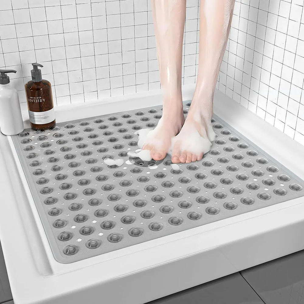 1PC Square PVC Bubble Leak Hole Suction Cup Shower Bath Mat Non-Slip