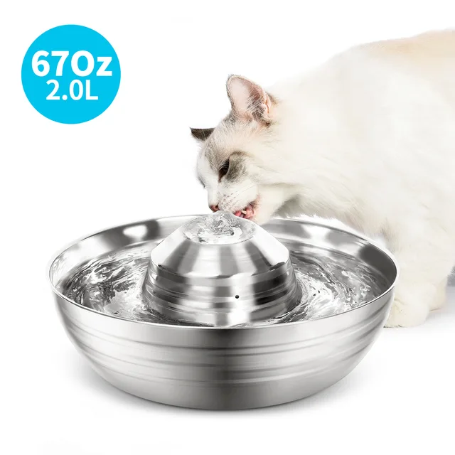 Köpek kedi su çeşmesi pslnmz çelik Pet içme çeşmesi kediler küçük köpekler için 2L Ultr sessiz otomtik çeşmeler köpek tirykisi|Dog Feeding|  