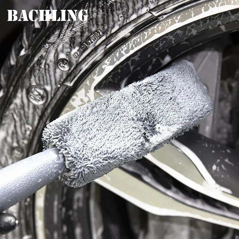 2Piece Car Wash Brush Microfiber Tire Scrubber Wheel Brush Trunk Dust Remover Car with Plastic Handle Auto Washing Cleaner Tools 5