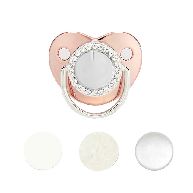Blank Baby Pacifier Rhinestone Silicone Infant Nipple Teether Baby Shower Gifts BPA Free Baby Soother Dummy For 0-24M