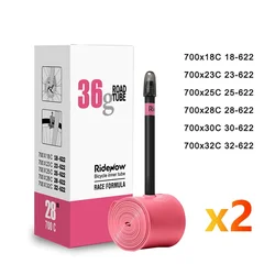 Super Lightweight TPU Road Bike Inner Tube with Presta Valve, 700x18 - 32C - 100mm with Patch Kit (36g 700x18 - 32C 2pcs)