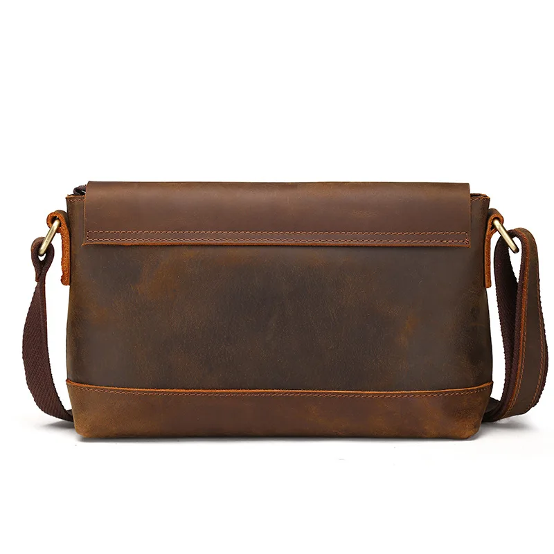 OYIXINGER Retro Men's Bag Genuine Leather Shoulder Bags For Men Vintage Crazy Horse Cowhide Crossbody Bags Solid Mini Travel Bag