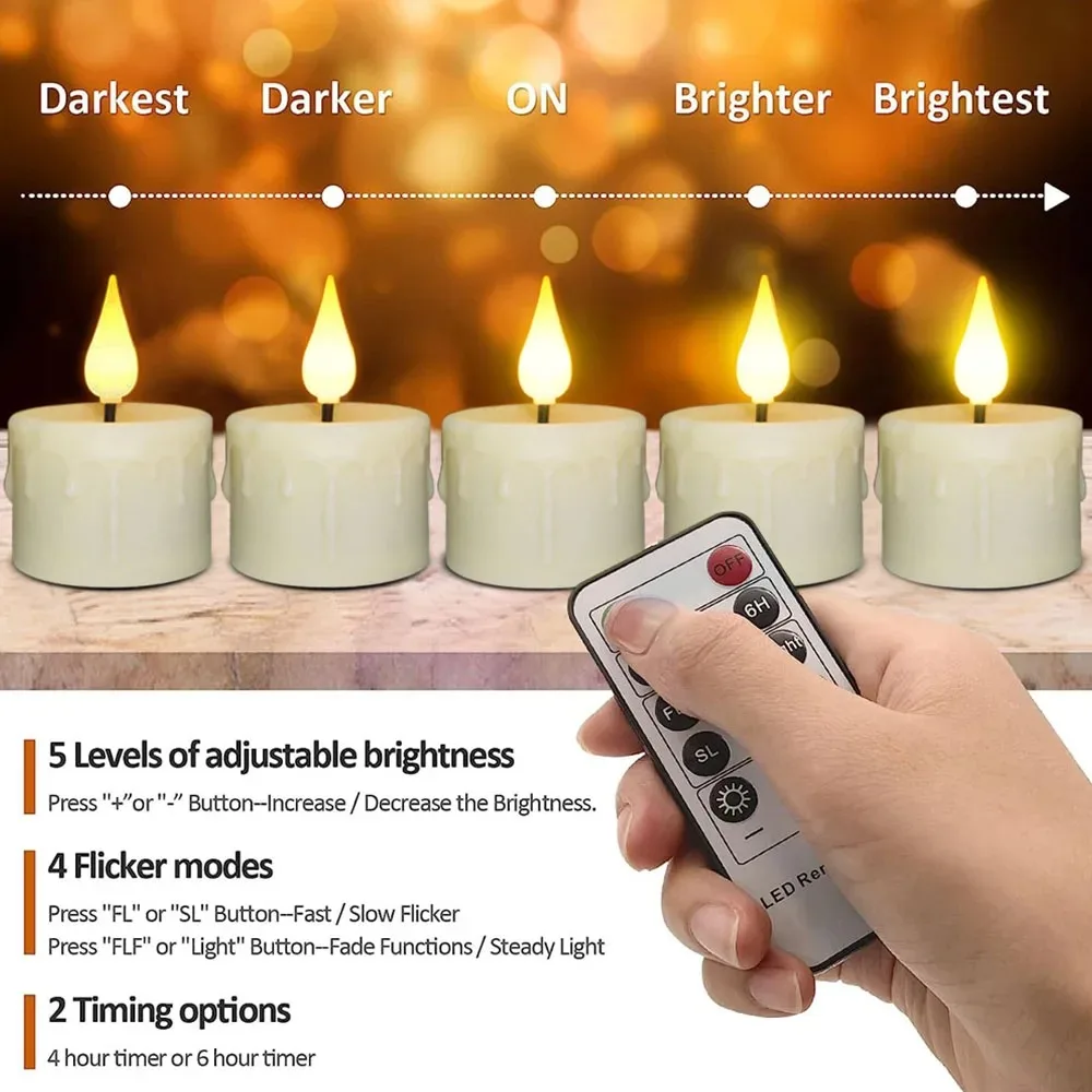 USB Rechargeable Flickering LED Tealight Candles with Timer and Remote - Perfect for Weddings, Birthdays, and Home Decor