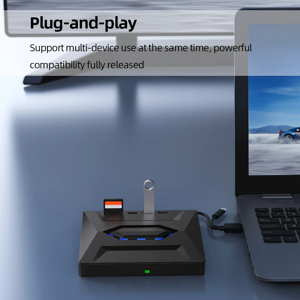 Queimador de Dvd com Portas Usb tipo c Mais sd tf em Drive para Mac Linux Windows xp 10 Laptop pc - Imagem 6