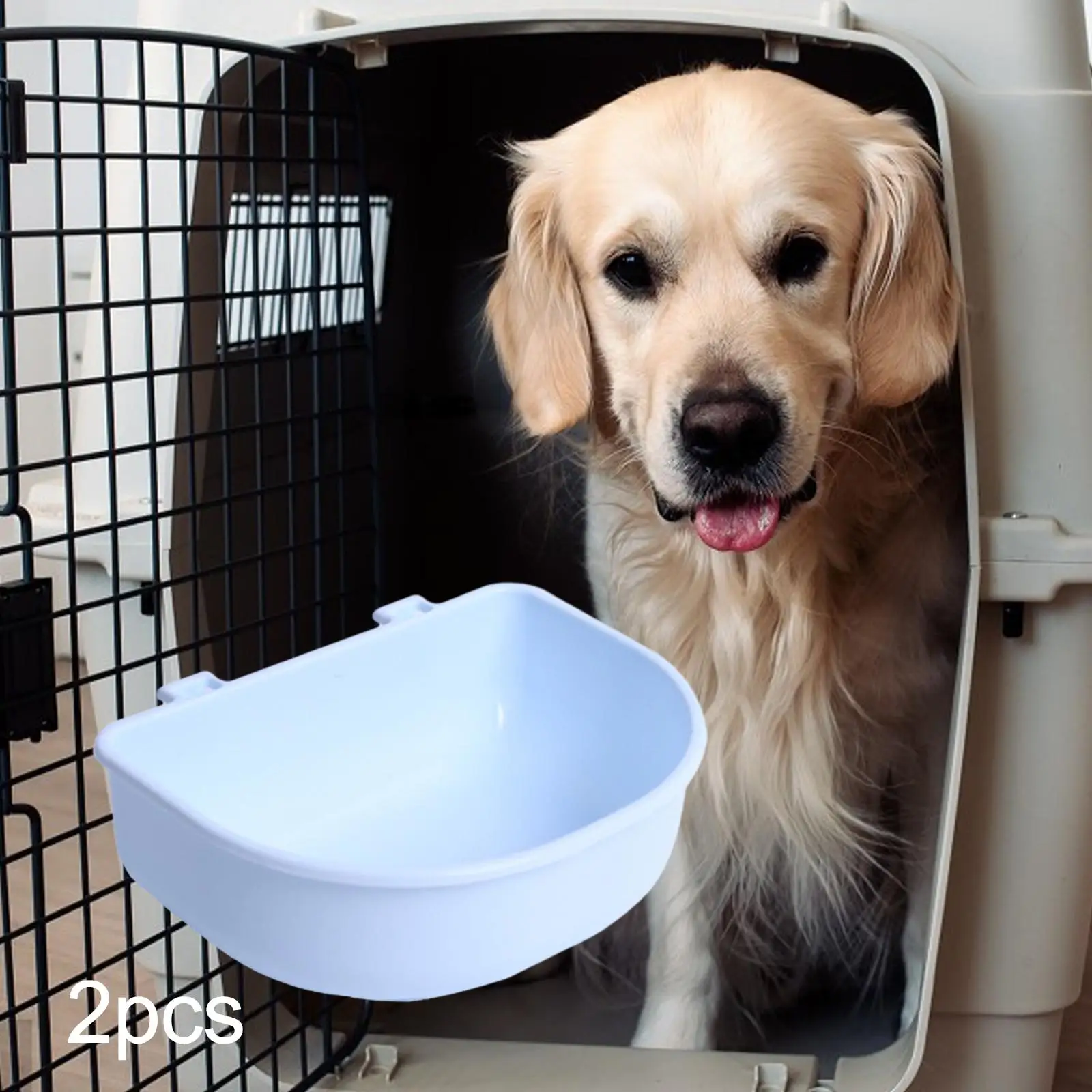 2Pcs Pet Crate Hanging Bowls Multipurpose Easy to Mount Durable Slow Feeding for Cat Guinea Pigs Small Dogs Rabbit Kitten