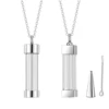 Fashion Glass Cremation Jewelry Urn Necklace for Ashes Stainless Steel Perfume Vial Openable Pendant with Filling Set 1