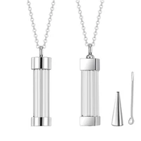 Fashion Glass Cremation Jewelry Urn Necklace for Ashes Stainless Steel Perfume Vial Openable Pendant with Filling Set 1