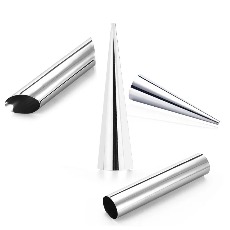 1PC Stainless Steel Spiral Croissants Molds High Quality Conical Tube Cone Roll Moulds Pastry Cream Horn Cake Bread Mold Kitchen