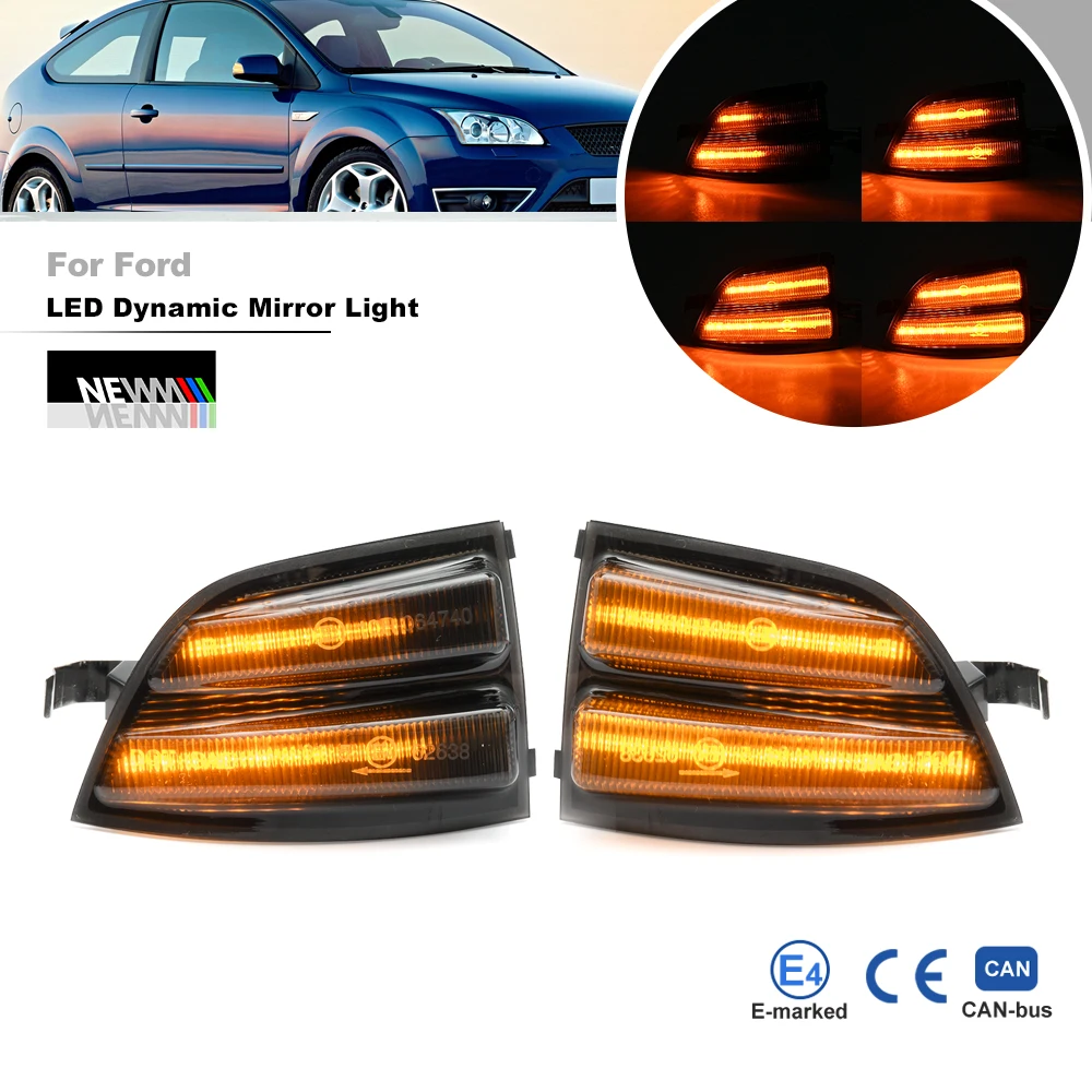 

Копченый Светодиодный индикатор для бокового отжима зеркала заднего вида, мигалка, ретранслятор, динамический сигнал поворота светильник для Ford Focus 2 MK2 2005-2007 C-Max