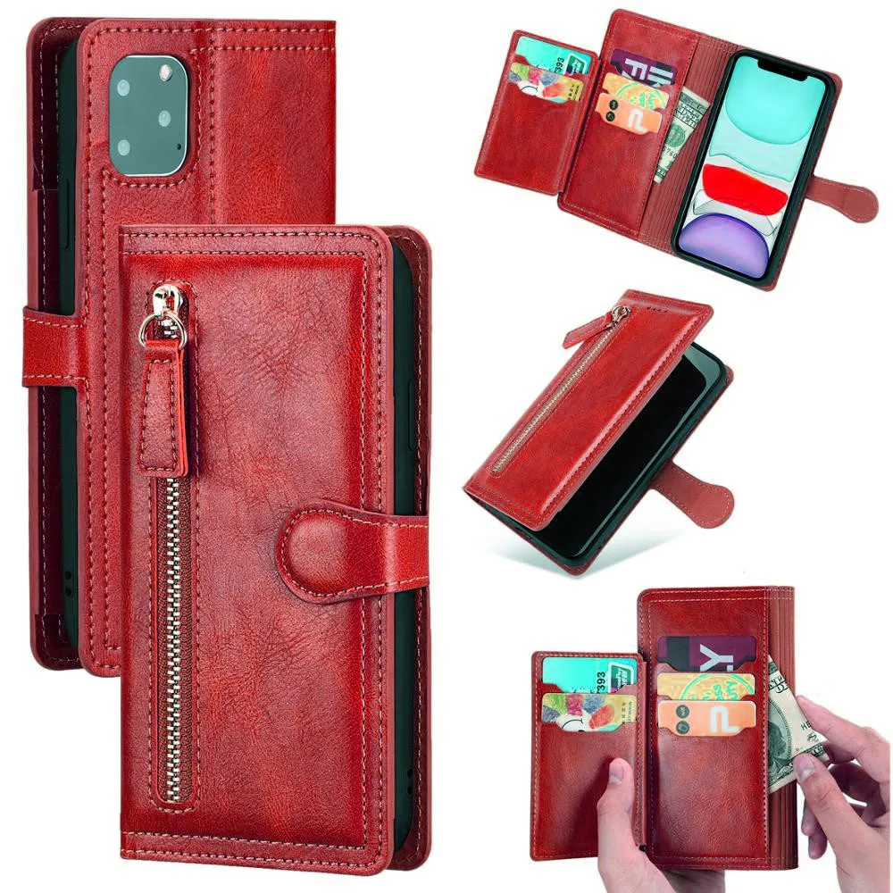 

For iPhone 12 Pro MAX Cover Luxury Leather Zipper Flip Wallet Case For iPhone 12 Mini 11 pro SE 2020 XS XR 6S 7 8 Plus Card Capa