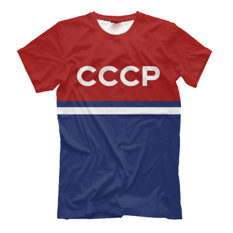 CCCP R 프린트 티셔츠 남성용 의류 라운드 넥 반팔 티셔츠 2025 여름 하라주쿠 스트리트 오버사이즈 티 탑