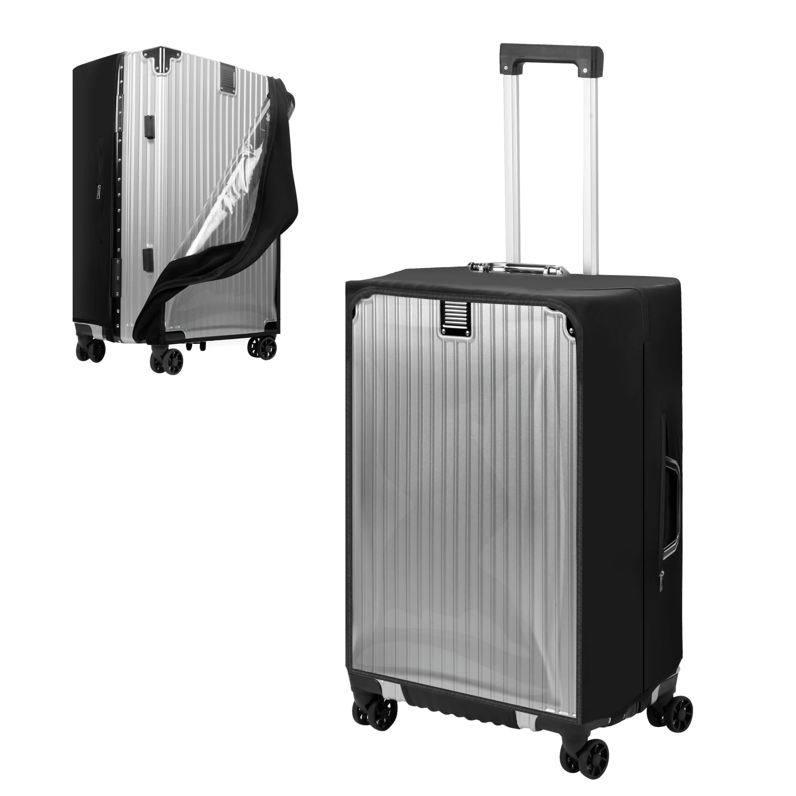 Transparent PVC protective cover, dustproof and waterproof suitcase, wear-resistant suitcase cover, zipper style luggage cover 4