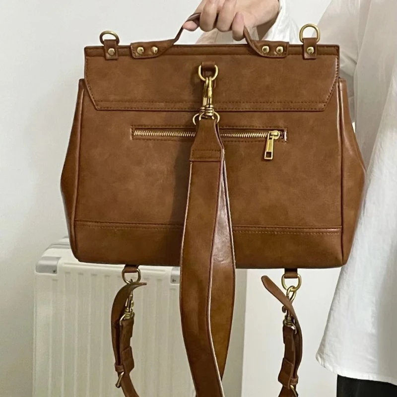 Shoulder Crossbody Bags for Vintage Women Pu Solid Messenger Bag Korean Y2k Students Handbags Fashion Preppy All Match Backpacks 4