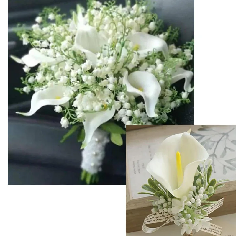 5/10Pcs Whe Calla Lily fiori artificiali Real Touch Bouquet da sposa decorazione da sposa Party Home Decor PU fiori finti  15